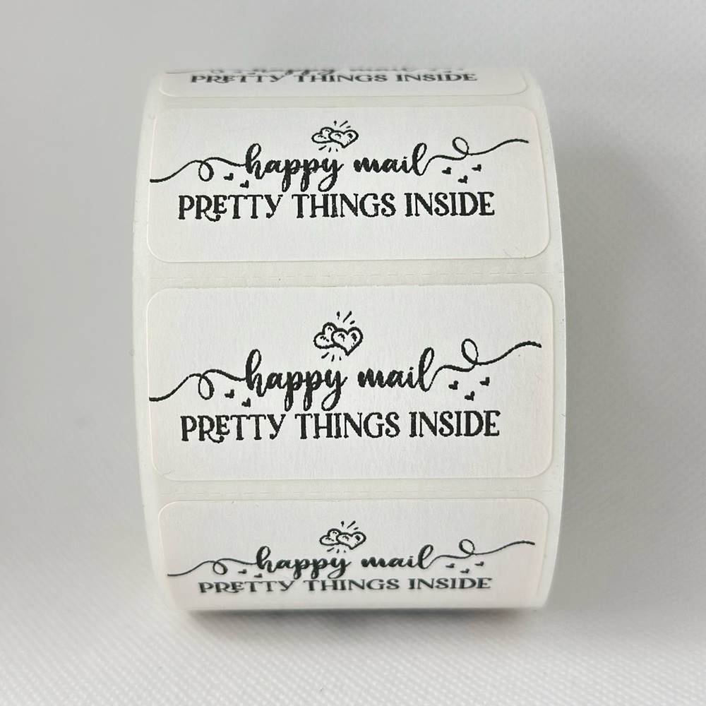 Happy mail sticker | pretty things inside sticker | shipping supplies 2in - Picture 4 of 6